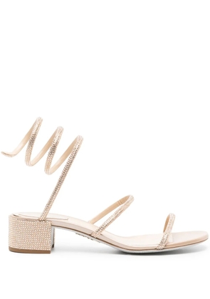René Caovilla Cleo 40mm crystal-embellished sandals - Neutrals