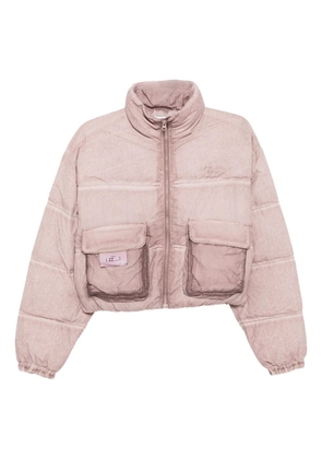 izzue logo embroidered puffer jacket - Pink