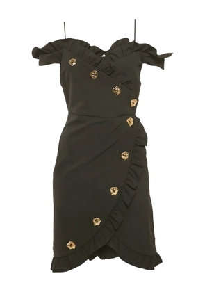 Violante Nessi ruffle-detail crepe mini dress - Black