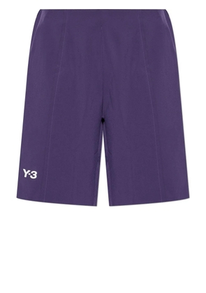Y-3 logo-print track shorts - Purple