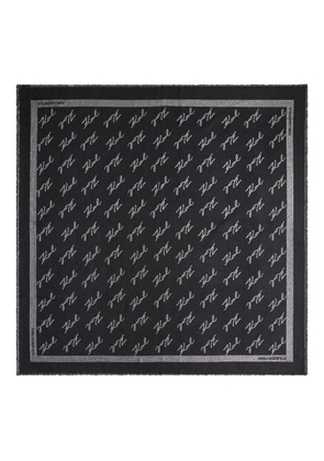 Karl Lagerfeld jacquard-logo scarf - Black