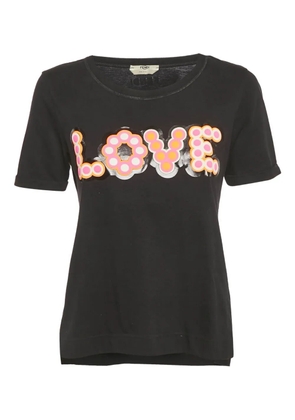 Fendi Pre-Owned Love-appliqué T-shirt - Black
