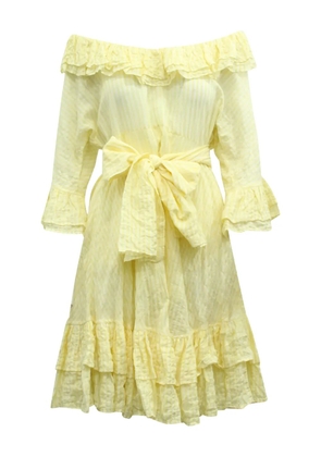 Lisa Marie Fernandez striped ruffle mini dress - Yellow