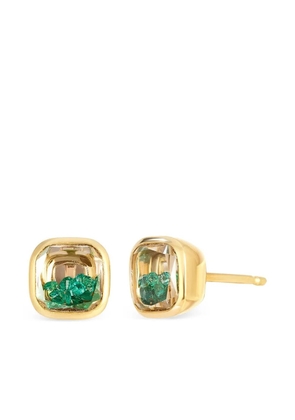 Moritz Glik 18K yellow gold Neue Cushion emerald stud earrings