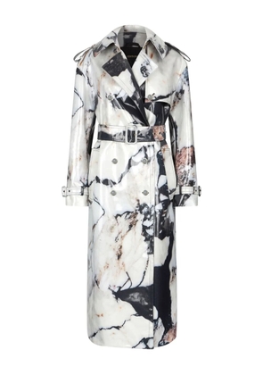 Roberto Cavalli marble-print double-breasted trench coat - Black