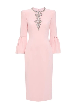 Jenny Packham Margoni bell-sleeve embellished midi dress - Pink