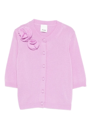 Allude flower-embellishment button-fastening cardigan - Pink
