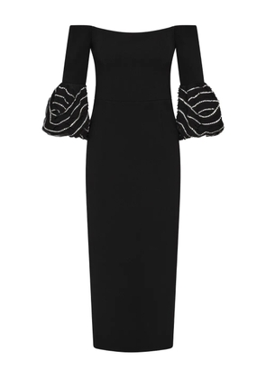 Rebecca Vallance Bellatrix off shoulder ruffled midi dress - Black