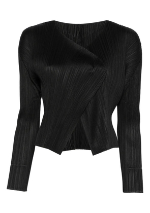Pleats Please Issey Miyake pleated long-sleeve cardigan - Black