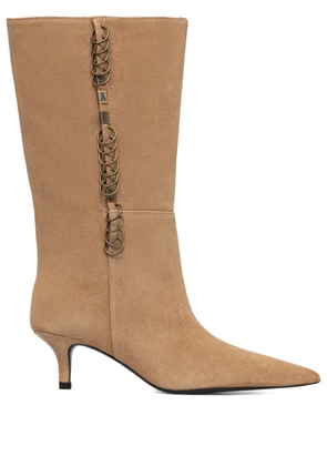 Patrizia Pepe 55mm chain-detail pointed-toe boots - Neutrals