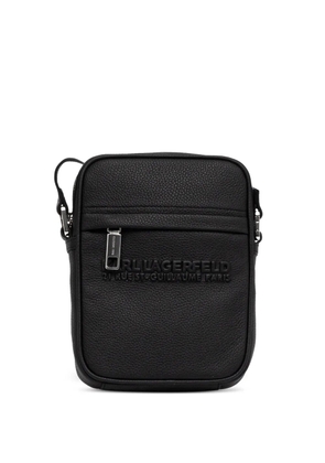 Karl Lagerfeld embossed-logo zip messenger bag - Black