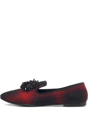 Giuseppe Zanotti Vintage fabric crystal-embellished loafers - Red