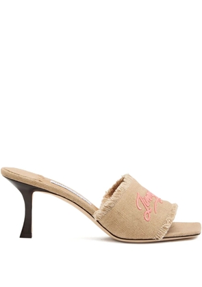 Jimmy Choo 70mm Alexia embroidered-logo sandals - Neutrals