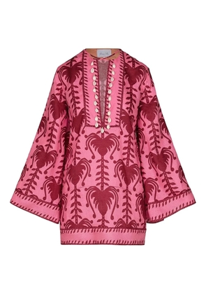 Johanna Ortiz shell-embellished printed tunic dress - Pink