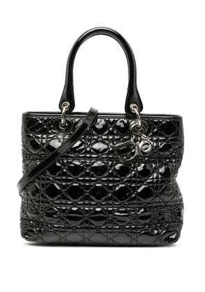 Christian Dior Pre-Owned 2010 Medium Patent Cannage Lady Dior Soft Shopping Tote satchel - Black