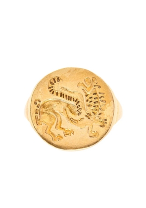 CHRONOS sterling silver Sphinx-motif signet ring - Gold