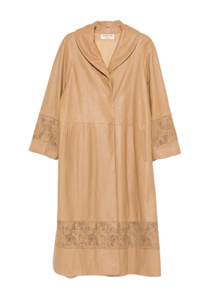 A.N.G.E.L.O. Vintage Cult 1990s embroidered leather coat - Brown