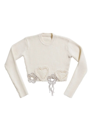 AREA crystal-embellished crochet sweater - White