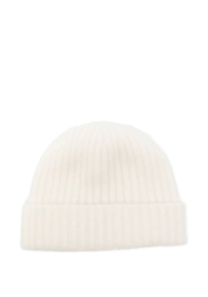 MRZ ribbed cashmere beanie hat - White