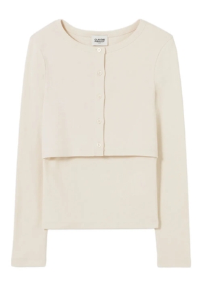 Claudie Pierlot button-front long-sleeve sweater - Neutrals