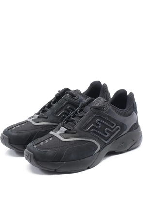 Fendi Pre-Owned Faster lace-up leather sneakers - Black
