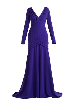 Tadashi Shoji long-sleeve pleated maxi dress - Purple