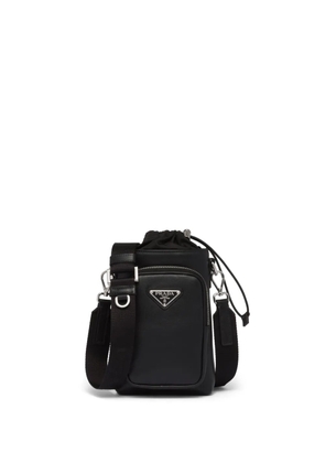 Prada enamel-logo leather smartphone case - Black