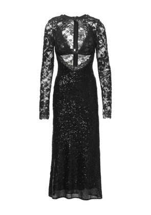 NISSA sequin lace midi dress - Black