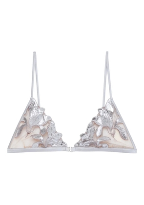 Fleur Du Mal Lily embroidery bra - Grey