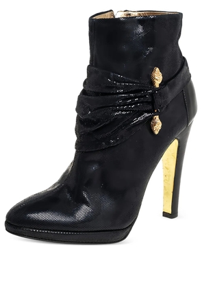 Roberto Cavalli Vintage pre-owned 130mm pleated gold hardware boots - Black