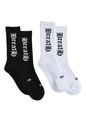 BREATH logo-jacquard socks (pack of two) - Black