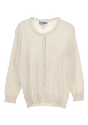 Prada Pre-Owned button triangle-logo cardigan - Neutrals