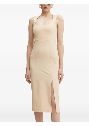 Patrizia Pepe square-neck slit midi dress - Neutrals