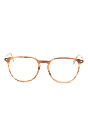 Lunor round-frame rivet-detail glasses - Brown