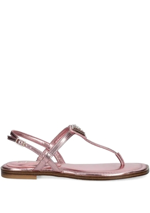 GUESS USA Rainey metallic-effect leather flat sandals - Pink