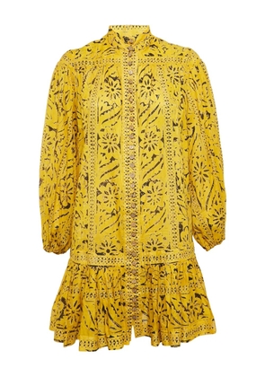 ZIMMERMANN floral-print button-front mini dress - Yellow