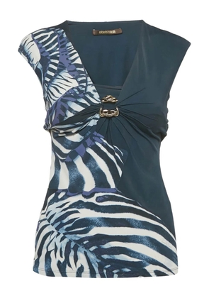 Roberto Cavalli jersey zebra print top - Blue