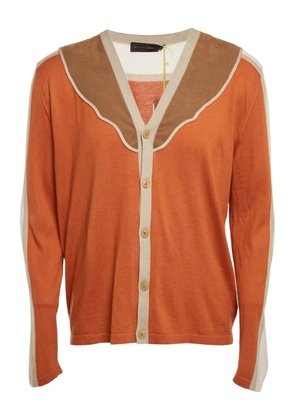 Etro Pre-Owned 2000s suede-trimmed knit cardigan - Orange