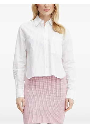 BOSS pinstripe cropped shirt - White
