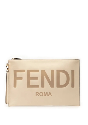 Fendi Pre-Owned 2010-2025 Leather Logo clutch bag - White