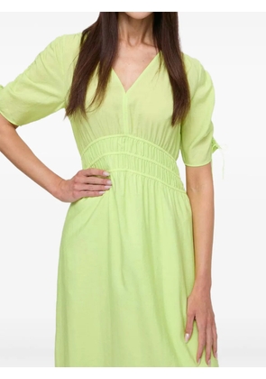 BOSS puff-sleeve smocked midi dress - Green