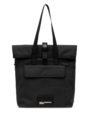 Karl Lagerfeld Jeans logo-plaque roll-top tote bag - Black