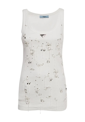 Prada Pre-Owned logo embellished tank top - White
