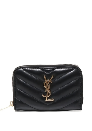 Saint Laurent Cassandre matelassé logo-plaque card wallet - Black