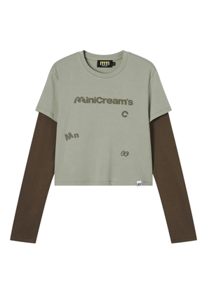 Mini Cream layered graphic top - Green