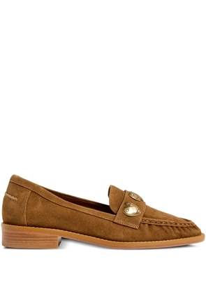 Cinq A Sept Gretta hearts suede loafers - Brown
