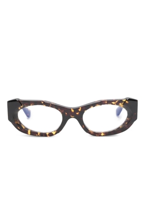 Kuboraum geometric-frame glasses - Brown