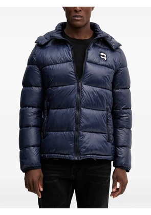 Karl Lagerfeld hooded logo-patch padded jacket - Blue