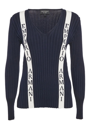 Emporio Armani Pre-Owned ribbed logo jumper - Blue