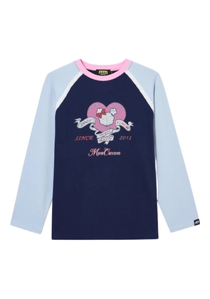 Mini Cream raglan printed Top - Blue